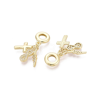 Brass Micro Pave Clear Cubic Zirconia European Dangle Charms KK-N287-33C-G-1