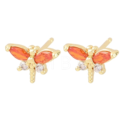 Brass Micro Pave Cubic Zirconia Stud Earrings for Women KK-A305-08G-03-1