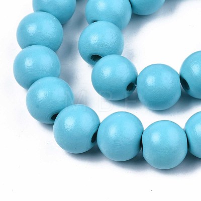 Spray Painted Natural Wood Beads Strands WOOD-S053-56B-1