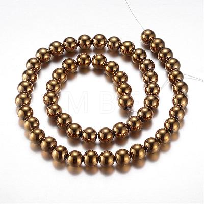 Electroplate Magnetic Synthetic Hematite Bead Strands G-A165A-8mm-03-1