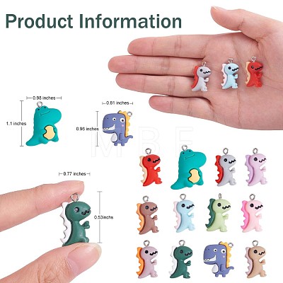 24 Pieces Dinosaur Charms Pendants Animal Shape Resin Charm Colorful Dinosaur Pendant for Jewelry Necklace Bracelet Earring Making Crafts JX318A-1