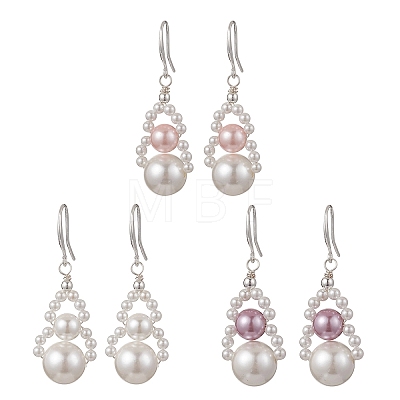 Shell Pearl Dangle Earrings EJEW-JE07226-1