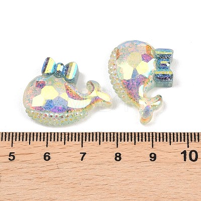Transparent Epoxy Resin Whale with Bowknot Decoden Cabochons RESI-XCP0002-53-1
