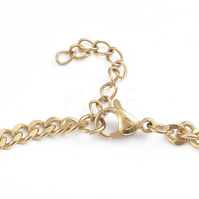 304 Stainless Steel Diamond Cut Cuban Link Chain Bracelets BJEW-L673-012-G-1