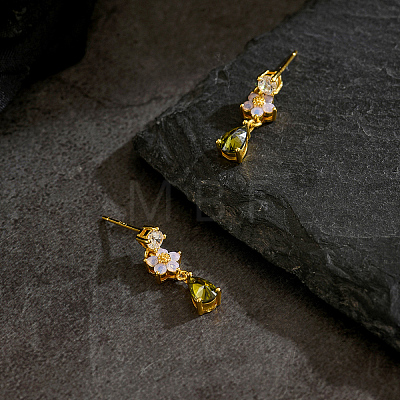 Brass Teardrop Dangle Stud Earrings SW0277-1