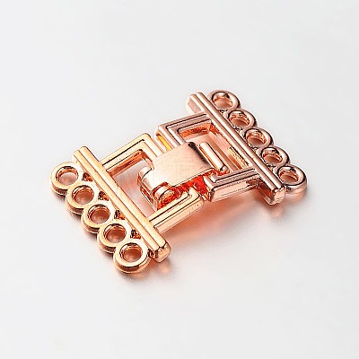 5 Strands Alloy and Brass Fold Over Clasps PALLOY-N0112-02-1