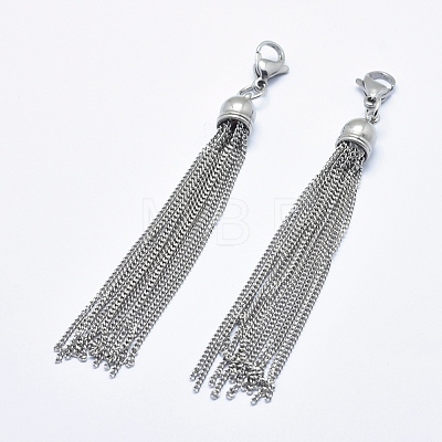 Tarnish Resistant 304 Stainless Steel Tassels Big Pendant Decorations HJEW-G011-01P-1