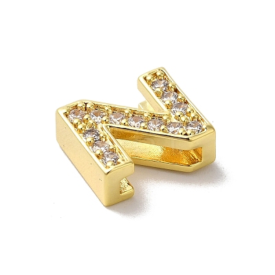 Brass Micro Pave Cubic Zirconia Beads KK-H487-25G-26-1