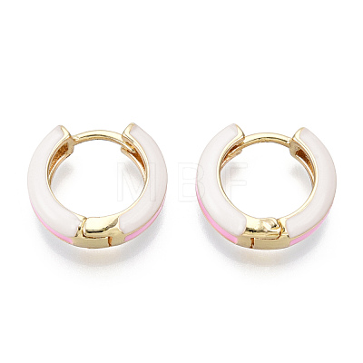 Brass Huggie Hoop Earrings EJEW-S209-07-1