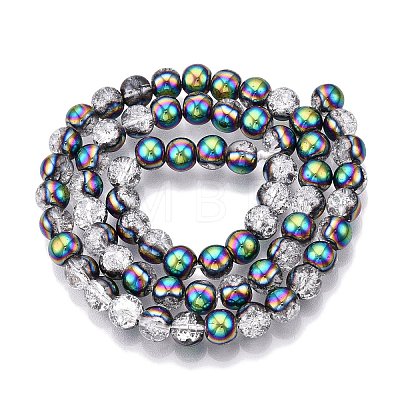 Electroplated Crackle Glass Beads Strands EGLA-N014-6mm-06-1