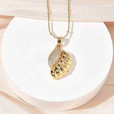 304 Stainless Steel Micro Pave Clear Cubic Zirconia Pendant Necklaces for Women LS-NJEW-Z103-01G-03-1