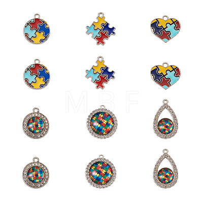 12Pcs 6 Style Zinc Alloy Enamel Pendants FIND-TA0001-63-1