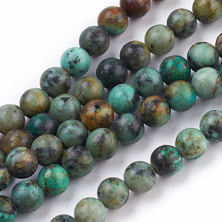 Natural African Turquoise(Jasper) Beads Strands TURQ-G037-6mm-1