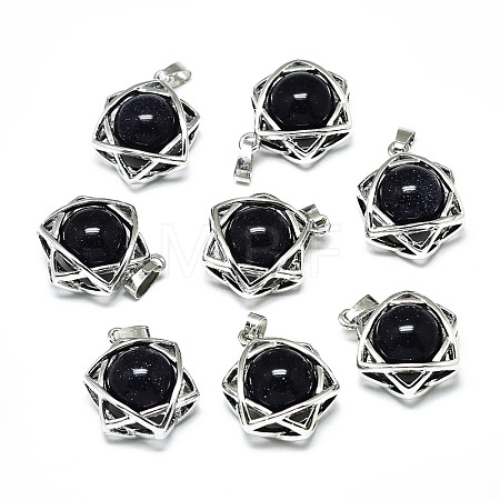 Synthetic Blue Goldstone Pendants G-R485-01I-1