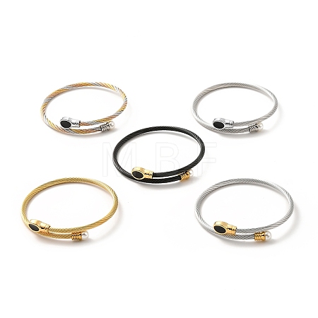 304 Stainless Steel Twist Rope Cuff Bangle BJEW-P283-18M-1