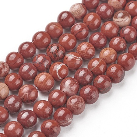 Natural Red Jasper Beads Strands X-G-F348-02-6mm-1