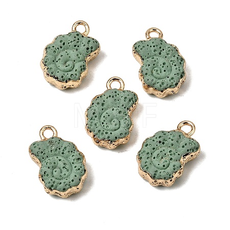 Dyed Synthetic Lava Rock Pendants G-P614-05G-11-1
