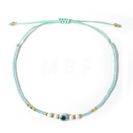 Glass Seed Beads & Resin Braided Bead Bracelets TK7632-11-1