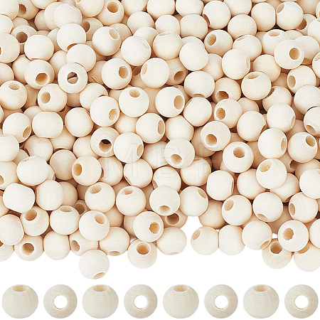 800Pcs Natural Unfinished Wood Beads WOOD-PA0001-58-1