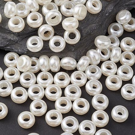 ABS Plastic Imitation Pearl Rondelle Large Hole European Beads MACR-YW0002-87-1