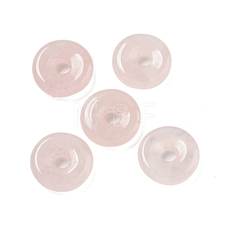 Natural Rose Quartz Donut/Pi Disc Charms G-G142-01B-1