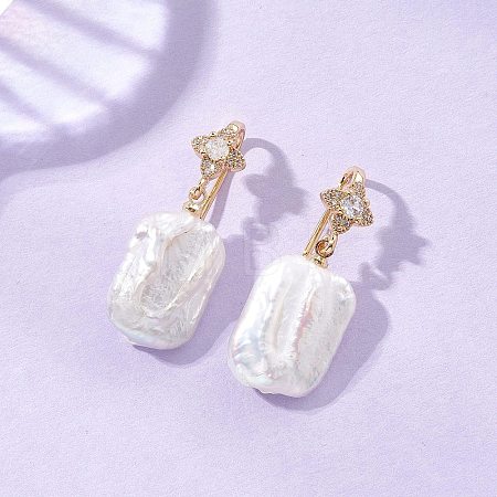 Rectangle Natural Keshi Pearl Dangle Earrings EJEW-JE06978-1