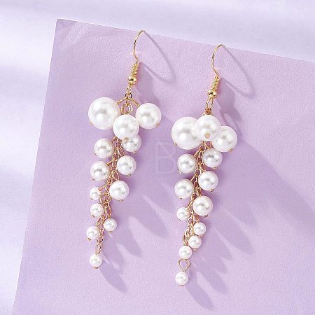 Shell Pearl Round Dangle Earrings EJEW-JE06842-1