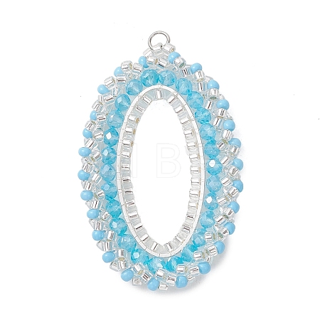 Glass Seed Beaded Pendants PALLOY-MZ01362-01-1