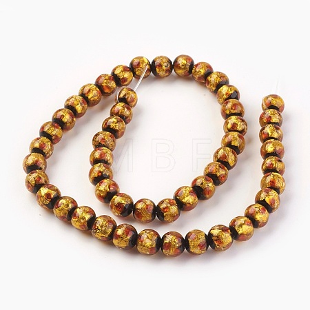 Handmade Silver Foil Glass Lampwork Beads LAMP-P051-G04-8mm-1