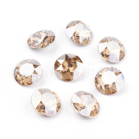 Pointed Back & Back Plated Glass Rhinestone Cabochons RGLA-J012-8mm-001GS-1