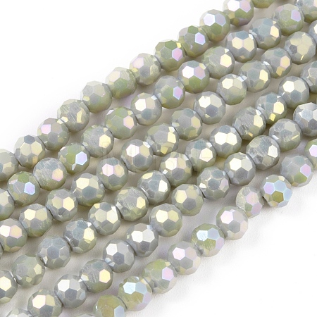 Faceted(32 Facets) Round Full Rainbow Plated Electroplate Glass Beads Strands EGLA-J130-FR16-1