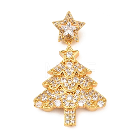 Christmas Brass Micro Pave Cubic Zirconia Pendants KK-F922-01G-1