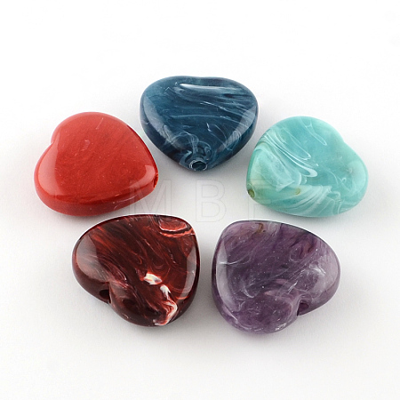 Heart Imitation Gemstone Acrylic Beads OACR-R018-M-1