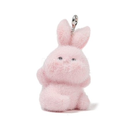 Animal Theme Flocky Opaque Resin Pendants RESI-H042-01P-12-1