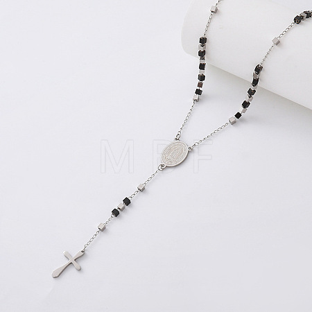 Vintage Resin Cube Rosary Bead Necklaces PH8677-4-1