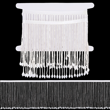 1 Yard Glass Beaded Tassel Ribbon DIY-FG0010-38C-1