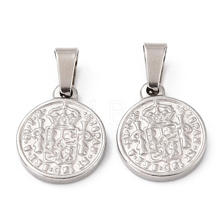 Non-Tarnish 304 Stainless Steel Coin Pendants STAS-F183-01P-A-1