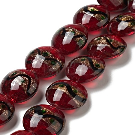 Handmade Gold Sand Lampwork Beads Strands LAMP-C008-03A-1