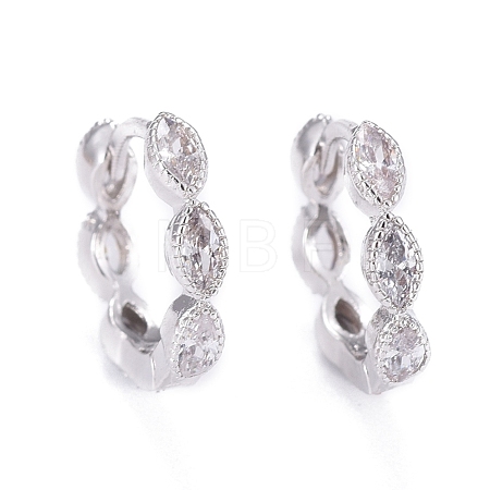 Brass Micro Pave Cubic Zirconia Huggie Hoop Earrings EJEW-K083-34P-B-1