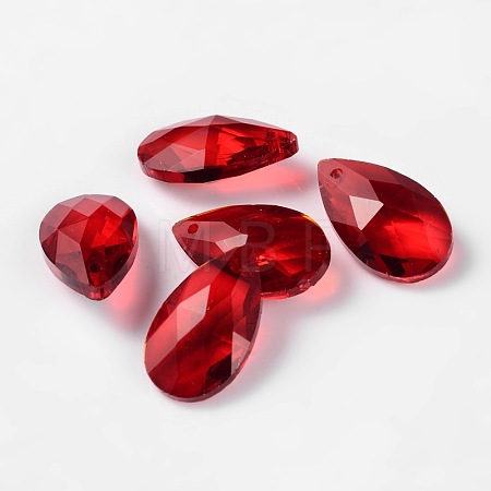 Faceted Teardrop Glass Pendants X-GLAA-O008-B15-1