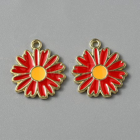 Light Gold Plated Alloy Enamel Pendants ENAM-WH0001-36LG-06-1