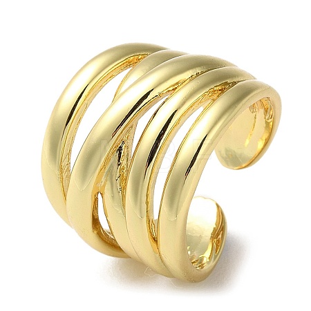 Rack Plating Brass Criss Cross Open Cuff Rings RJEW-K249-07G-1