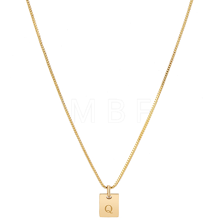 1Pc Stainless Steel Letter Rectangle Pendant Necklaces NJEW-LP0001-34Q-G-1