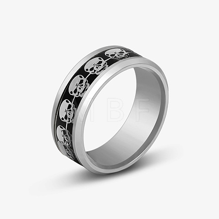 Stainless Steel Skull Finger Rings SKUL-PW0002-025C-01P-1
