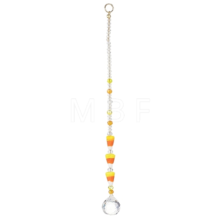 Halloween Handmade Lampwork Candy Corn Bead Suncatcher HJEW-JM05020-1