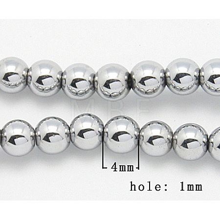 PVD Vacuum Plating Platinum Plated Hematite Beads Strands X-G-D010-1-1