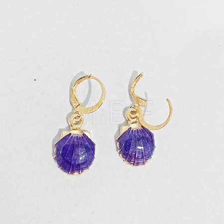 Ocean Theme Alloy Enamel Shell Shape Leverback Earrings FS-WG4EEAF-12-1