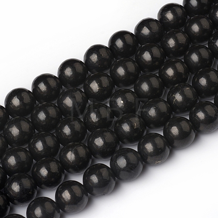 Natural Shungite Beads Strands G-I271-C03-12mm-1