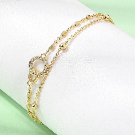 Brass Ring Link 2-Strand Bracelets KK-CBA103C-01G-1