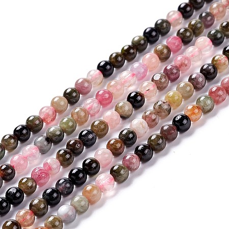 Natural Multicolor Tourmaline Beads Strands G-G446-4mm-03-1